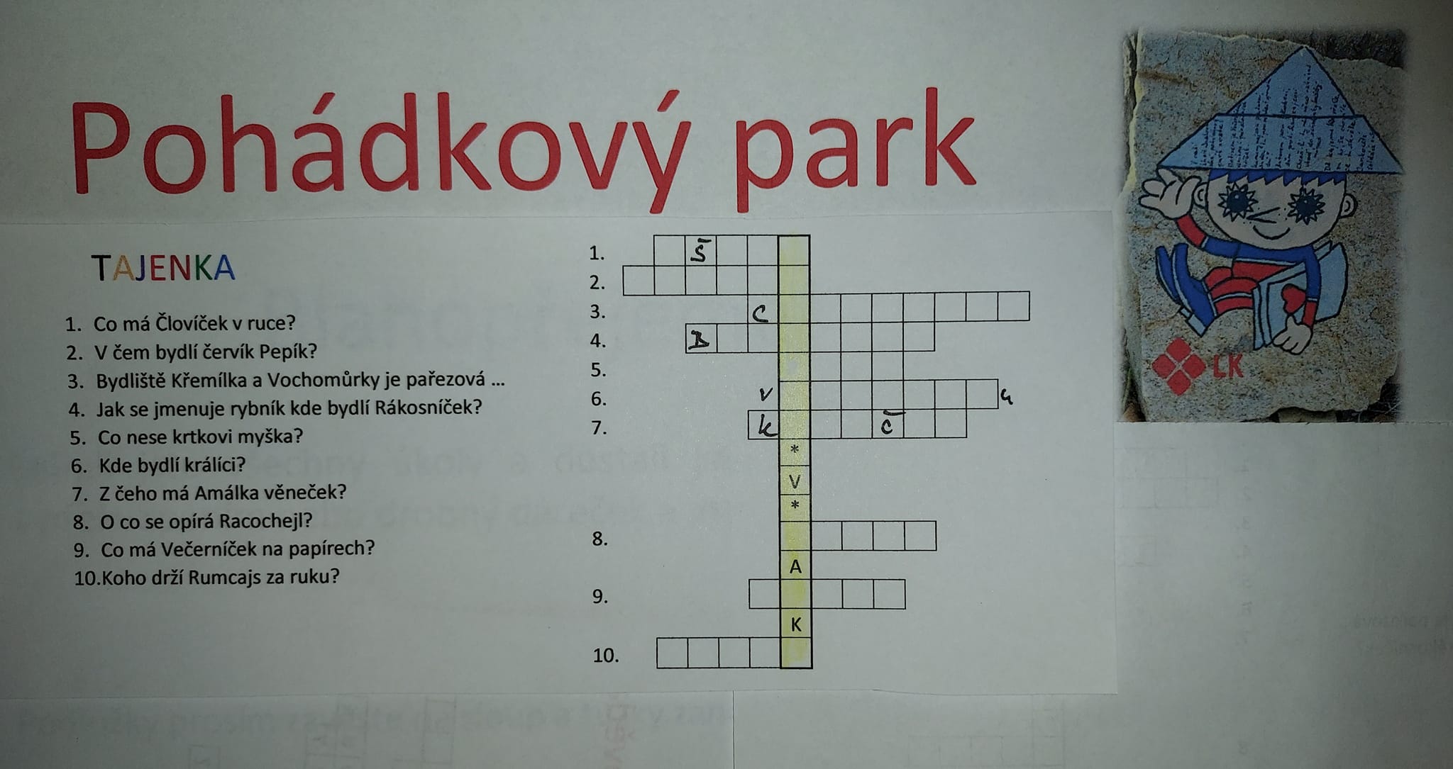 obrázek křížovky z pohádkového parku